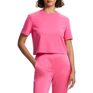 Theory Supima Cotton Clinton Easy Crop Tee Hot Pink Size Medium